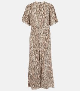 Платье миди Keany с принтом из смесового шелка Isabel Marant, Natural