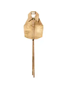 Джинсовый топ на пуговицах Blumarine, бежевый