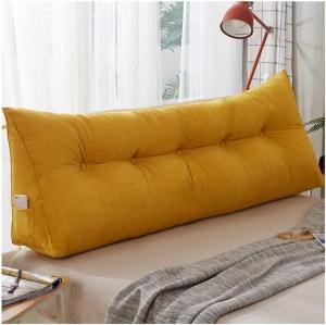 Легкая роскошная треугольная клиновидная подушка для изголовья кровати, большая двуспальная подушка для чтения, подходит для дивана-кровати, татами, спальни, эркера (цвет: желтый, размер: 180 см/70,8 дюйма). COZMAX, Yellow