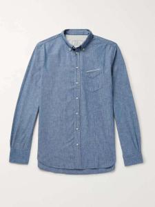 Рубашка из хлопка и шамбре OFFICINE GÉNÉRALE, синий