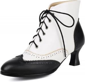 Женские викторианские ботильоны 70-х с шнуровкой и низким каблуком Taxutixieye, 20 Black