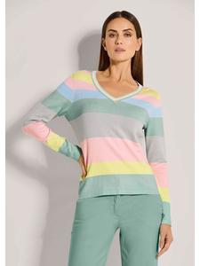 MADELEINE Свитер с V-образным вырезом и длинными рукавами, светло-зеленый / нежно-розовый / разноцветный