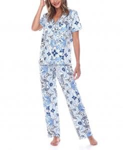Женские брюки с короткими рукавами, тропический пижамный комплект, 2 предмета White Mark, мульти