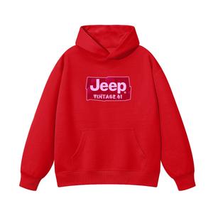 Толстовка с капюшоном утепленная для школьников Jeep, new year красный fleece-lined