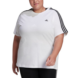 Футболка Adidas 3 Striples Plus Size Essentials, белый/черный