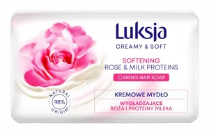 Luksja Creamy & Soft твердое сливочное мыло роза и молочные протеины, 90 г