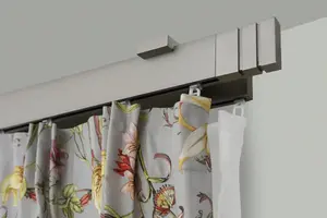 Карниз для штор GARESA "FLAT", 2 направляющие, желаемая длина, прямоугольный профиль, потолочный монтаж, идеальный ход, современный, выдвижной 120 см, цвет vernickelt