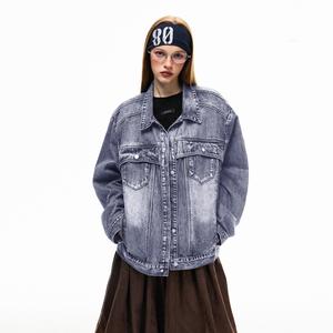 NEVER RULE Джинсовая куртка Unisex Blue Lapel Moderate