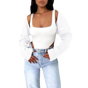 Женский укороченный кардиган болеро с рукавом дроп-плечо Maxxis Merch, White