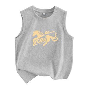 Детский топ и майка с круглым вырезом WARRIOR, heather серый/running horse золото logo