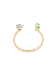 Кольцо Dots из желтого золота с перидотом и аквамарином Delfina Delettrez, металлик