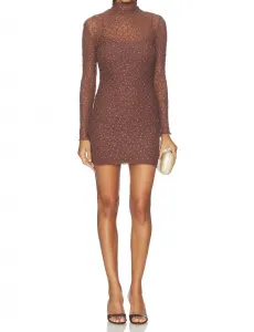 Мини-платье Kourtney с кружевом и стразами, коричневого цвета Astr
