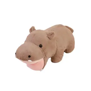 Плюшевый гиппопотам в позе приседания, милый внешний вид, приятный на ощупь, мягкая игрушка, высота 40/50 см Mise
