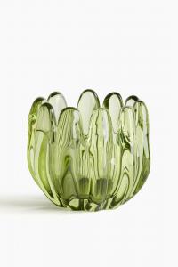 Подсвечник H&M Glass Holder For Tealighty, 9 см, зеленый