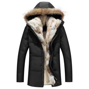 Куртка Flygo Winter Warm Thicken Fur Collar Hooded Fleece Lined Down, черный