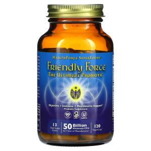 HealthForce Superfoods, Friendly Force, лучший пробиотик, 25 млрд КОЕ, 120 веганских капсул