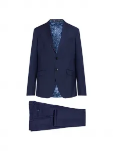 Однобортный шерстяной костюм Etro, синий