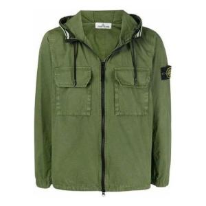 Куртка garment dyed hooded shirt jacket 'olive' Stone Island, зеленый