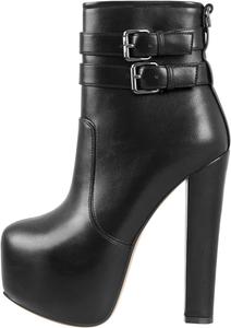 Женские ботильоны на платформе Gogo с высокой толстой подошвой, боковой молнией, круглым носком, удобные, для вечеринок, повседневные ботинки Onlymakerheels, Black U