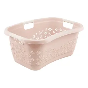 Корзина для белья Keeper «lasse, эргономичная, с мягкими ручками, 65 x 45 x 28 см, 50 л», (1 шт.), высококачественный бак для белья с воздухопроницаемым декором Keeeper, цвет nordic pink