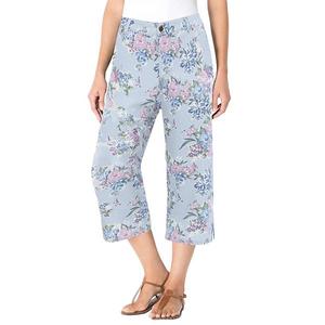 Джинсы прямого кроя plus size с эластичной резинкой на талии Woman Within, Pearl Grey Vine Bloom