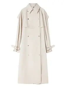 Двубортное пальто с поясом Lanvin, бежевый