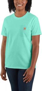 Carhartt женская футболка с карманом, свободный крой, плотная ткань, короткий рукав, Sea Green Heather