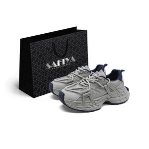 SAFIYA Низкие массивные кроссовки унисекс светло-серые с синим, цвет Light Gray/Blue