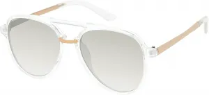 Женские солнцезащитные очки-авиаторы Jessica Simpson J5596 Classic Metal с защитой от УФ-излучения UV400, Crystal