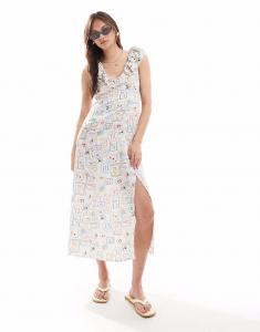 Платье миди New Look с оборками и принтом «лобстер»