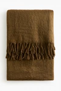Плед с кисточками H&M, 130X170 см, Темно-зеленый хаки