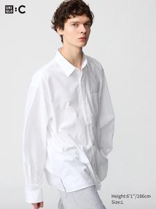 Рубашка свободного покроя из толстого сукна Uniqlo, цвет 00 белый