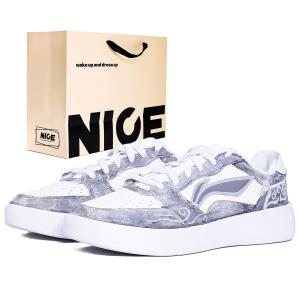 Li-Ning Li Ning Sycee Slip Resistant Abrasion Resistant Low top Skateboard Shoes мужские серо-белые