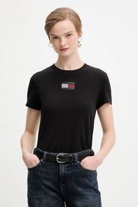 Хлопковая футболка Tommy Jeans, черный