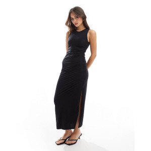 Платье New Look Slinky Ruched Side Maxi, черный