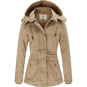 Парка WenVen Winter Thicken Cotton Warm With Removable Hood, бежевый