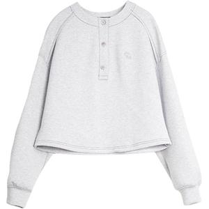 ELLE Свитшот Women's Light Gray Henry Collar Moderate Regular