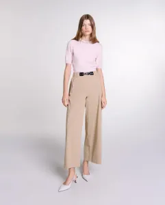 Женские широкие брюки с эластичной резинкой на талии и регулируемой пряжкой Maje, бежевый