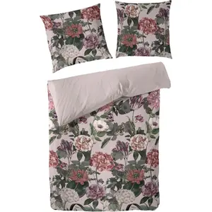 Постельное белье Primera "Мако сатиновое постельное белье "Blümerant"", с крупными цветами, темно-зеленый/красный/светло-розовый