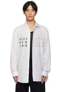 Mm6 Maison Margiela Рубашка с длинными рукавами в бело-серую полоску