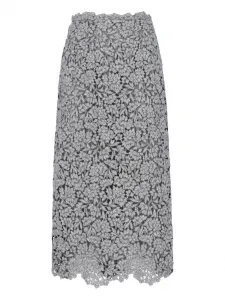 Юбка миди с цветочным кружевом Ermanno Scervino, серый