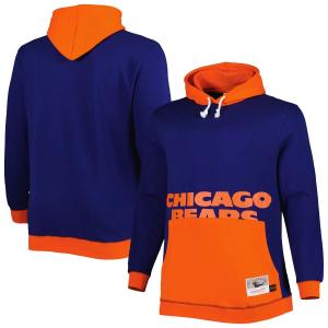 Мужской пуловер с капюшоном Mitchell & Ness темно-синего/оранжевого цвета Chicago Bears Big & Tall Big Face