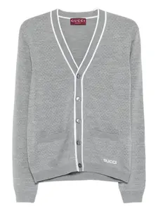Кардиган с вышитым логотипом Gucci, серый