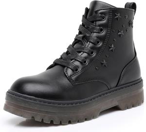 Ботинки Apakowa, ботильоны на шнурках с боковой молнией (для малышей/детей младшего возраста/подростков), Black-6250