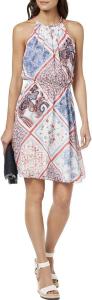 Женское мини-шифоновое платье Tommy Hilfiger с принтом в стиле пэчворк и халтером, Ivory Multi