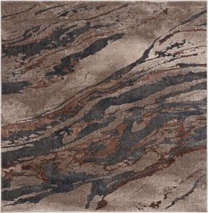 Ковер SAFAVIEH, 161 x 161 см, Pacific Collection, Grey/Brown, геометрический рисунок, идеален для помещений с высокой проходимостью в гостиной, спальне, столовой (PFC865H)