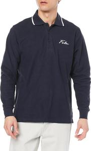 Футболка-поло FILA для мужчин и женщин, с длинным рукавом, ткань пике, черный, унисекс