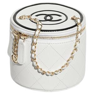Сумка-цилиндр из ягненка, женская белая одноплечевая сумка CHANEL