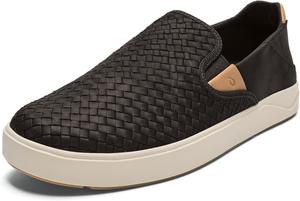 Мужские плетеные кожаные туфли OLUKAI Lae'ahi Lauhala, кожаные кроссовки на каждый день, легкая носка, комфорт на весь день, Dark Java/Dark Java