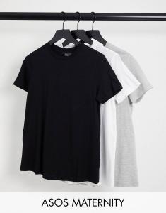 Футболка ASOS DESIGN Maternity Ultimate с круглым вырезом из смесового хлопка (3 шт.) - MULTI
